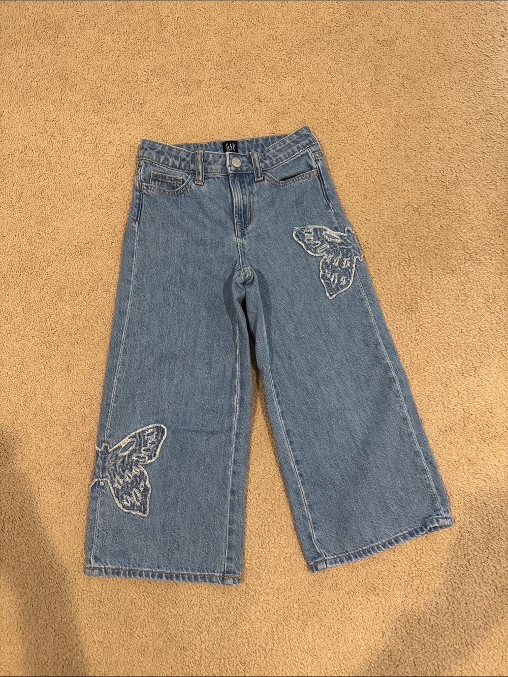 GAP Light Blue Wide-Leg Jeans with Butterfly Embroidery